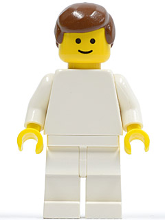 Plain White Torso with White Arms, White Legs, Brown Male Hair (pln140)