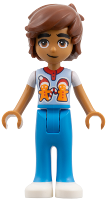 Friends Leo - Bright Light Blue Shirt with Gingerbread Men (frnd0857)