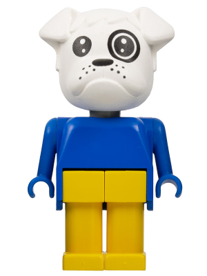 Fabuland Bulldog - Boris Bulldog (Postman), White Head, Blue Top (fab2d)
