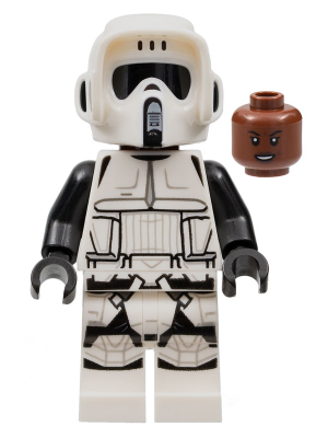 Imperial Scout Trooper - Female, Dual Molded Helmet, Reddish Brown Head, Open Mouth Smirk (sw1229)