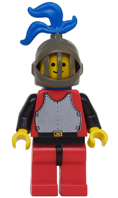 Breastplate - Red with Black Arms, Red Legs with Black Hips, Dark Gray Grille Helmet, Blue Plume, Blue Plastic Cape (cas192)