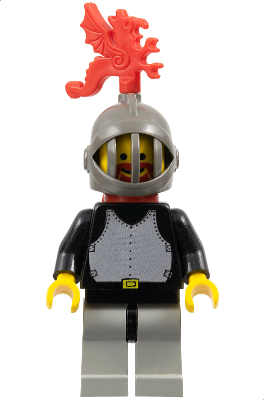 Breastplate - Black, Light Gray Legs with Black Hips, Dark Gray Grille Helmet, Red Plastic Cape (cas174)
