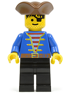 Pirate Blue Jacket, Black Legs, Brown Pirate Triangle Hat, Black Hair (pi080)