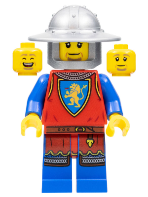 Lion Knight - Male, Flat Silver Broad Brim Helmet (cas562)