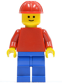 Plain Red Torso with Red Arms, Blue Legs, Red Construction Helmet (pln026)
