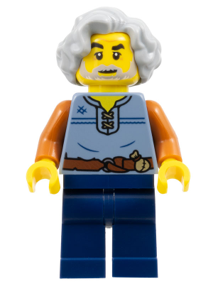 Tapestry Weaver - Sand Blue Vest, Dark Blue Legs, Light Bluish Gray Wavy Hair (cas583)