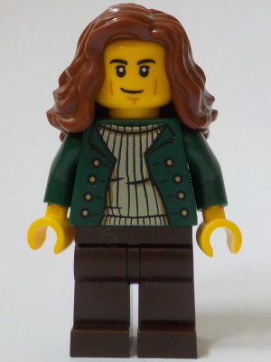 General Store Customer - Female, Dark Green Open Jacket, Dark Brown Legs, Reddish Brown Hair (bdp116)