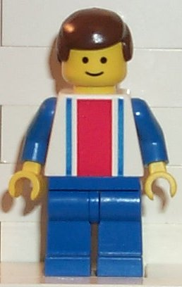Vertical Lines Red & Blue - Blue Arms - Blue Legs, Brown Male Hair (ver001)