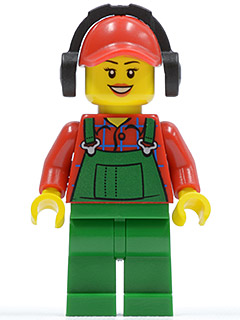 Overalls Farmer Green, Red Cap with Hole, Headphones (cty0399)