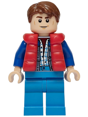 Marty McFly - Red Puffer Vest over Sand Blue Jacket, Blue Arms (sc138)