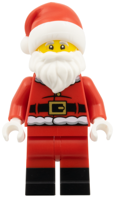Santa - Fur Lined Jacket with 2 Black Creases on Back, Red Legs with Black Boots, Santa Hat with Molded Red Top (hol381)
