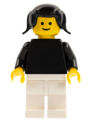 Plain Black Torso with Black Arms, White Legs, Black Pigtails Hair (pln022)