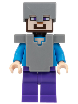 Steve (Light Nougat) - Dark Purple Legs, Flat Silver Helmet and Armor (min013)
