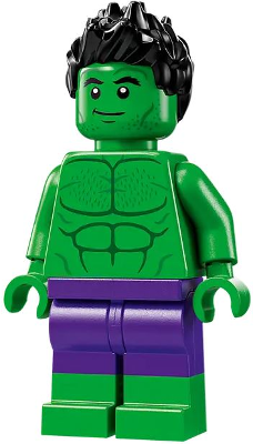 Hulk - Minifigure, Dark Purple Pants, Spiked Hair, Lopsided Grin / Angry (sh0982)