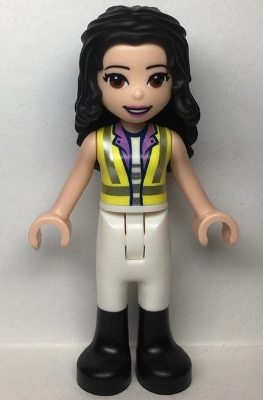 Friends Emma - Neon Yellow Safety Vest, White Trousers with Black Boots (frnd0540)