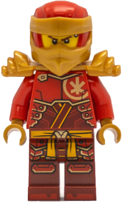 Kai - Dragons Rising, Tunic with Large Armor Plates, Red and Pearl Gold Head Wrap, Shoulder Armor (njo0864)