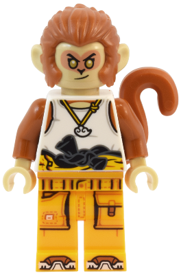 Monkey King - White Tank Top, Bright Light Orange Racing Suit (mk149)