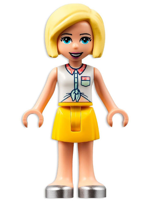 Friends Roxy - White Collared Shirt, Yellow Skirt, Silver Shoes (frnd0550)