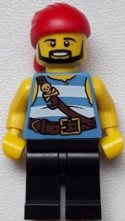 Pirate - Medium Blue and White Stripes, Black Legs (pi178)
