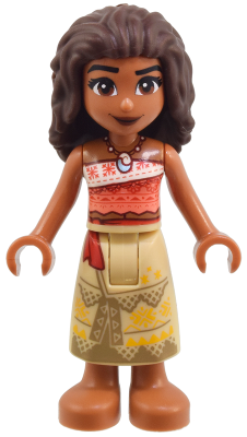 Moana (Sienna) - Mini Doll, Coral and White Strapless Top, Tan Long Skirt with Dark Tan Hems, Dark Brown Hair (moa005)