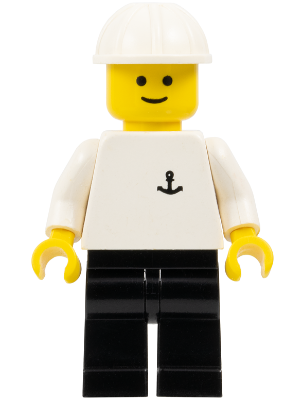 Boat Worker - Torso with Anchor, Black Legs, White Construction Helmet (boat003)