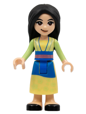 Mulan - Yellowish Green and Bright Light Yellow Robe, Black Shoes, Lopsided Grin (dp149)