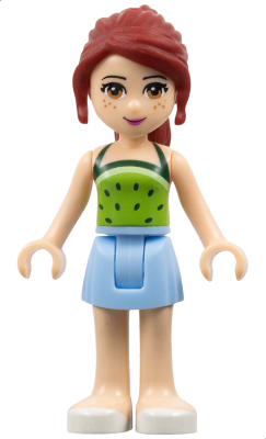 Friends Mia - Bright Light Blue Skirt, Lime Halter Top with Dark Green Dots (frnd0166)