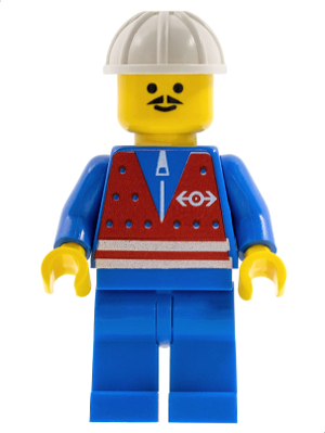 Red Vest and Zipper - Blue Legs, White Construction Helmet, Moustache (trn054)