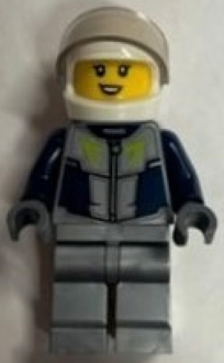 Race Car Driver - Female, Dark Blue and Flat Silver Racing Suit, White Helmet (cty1593)