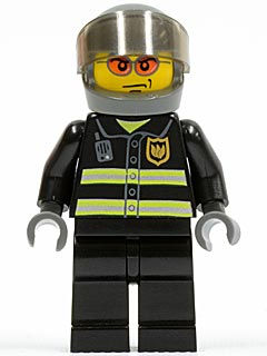 Fire - Reflective Stripes, Black Legs, Dark Bluish Gray Helmet, Trans-Brown Visor (cty0003)