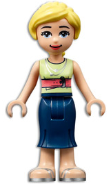 Friends Marisa - Dark Blue Skirt, Yellowish Green Shirt with Coral Belt, Silver Sandals (frnd0461)