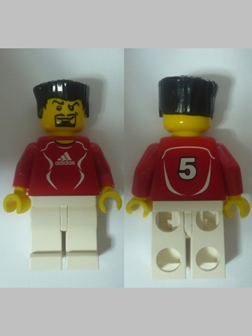 Soccer Player Red - Adidas Logo, Red and White Torso Stickers (#5) (soc119s)