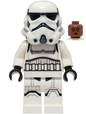 Imperial Stormtrooper - Female, Dual Molded Helmet with Light Bluish Gray Panels on Back, Shoulder Belts, Medium Brown Head (sw1326)