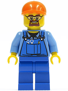 Overalls with Tools in Pocket Blue, Orange Short Bill Cap, Safety Goggles (cty0398)
