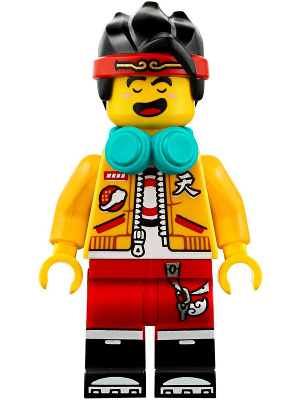 Monkie Kid - Bright Light Orange Open Jacket, Dark Turquoise Headphones, Fierce / Happy (mk021)
