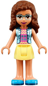 Friends Olivia (Nougat) - Bright Light Yellow Skirt, Dark Pink Top with Blue Jacket (frnd0391)