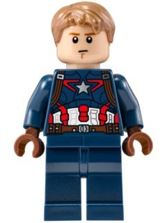 Captain America - Dark Blue Suit with Reddish Brown Belt and Harness, Reddish Brown Hands, Hair, Dark Orange Eyebrows (sh0184)