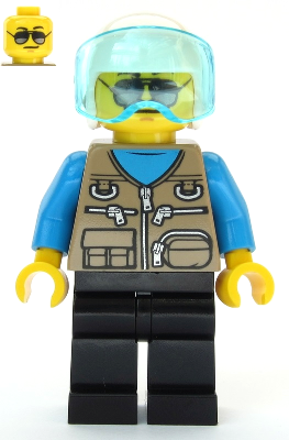 Helicopter Pilot - Dark Tan Vest Over Dark Azure Shirt, White Helmet (cty1082)