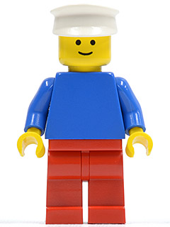 Plain Blue Torso with Blue Arms, Red Legs, White Hat (pln151)
