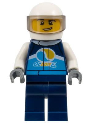 Race Car Driver, Male, Dark Blue 'Octan E' Racing Jacket and Legs, White Helmet (cty1110)
