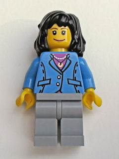 Medium Blue Jacket, Light Bluish Gray Legs, Black Mid-Length Female Hair (trn125)