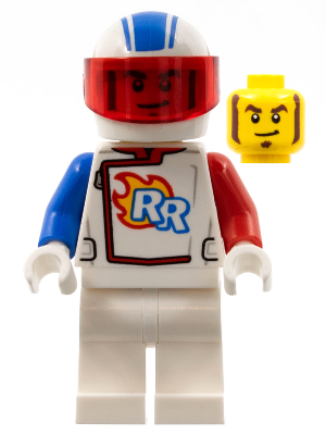 Rocket Racer - Stuntz Driver, White Jumpsuit with Blue and Red Arms, White Helmet, Trans-Red Visor (cty1319)