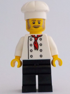 Chef - White Torso with 8 Buttons, No Wrinkles Front or Back, Black Legs, White Chef Toque (bdp033)