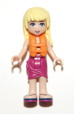 Friends Stephanie - Magenta Wrap Skirt, Lime Bikini Top, Life Jacket (frnd0206)
