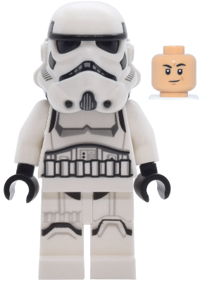 Imperial Stormtrooper - Male, Dual Molded Helmet with Light Bluish Gray Panels on Back, Shoulder Belts, Medium Tan Head (sw1463)