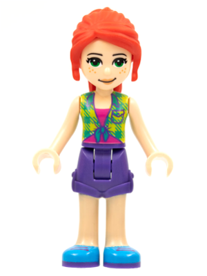 Friends Mia - Lime Plaid Shirt, Dark Purple Shorts (frnd0464)