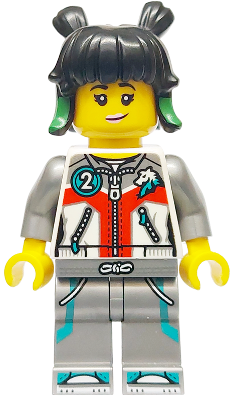 Mei - White Jacket with Zippers, Flat Silver Legs (mk161)