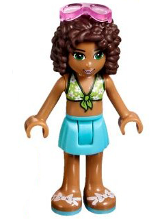 Friends Andrea - Medium Azure Skirt, Lime Swimsuit Top, Sunglasses (frnd0197)