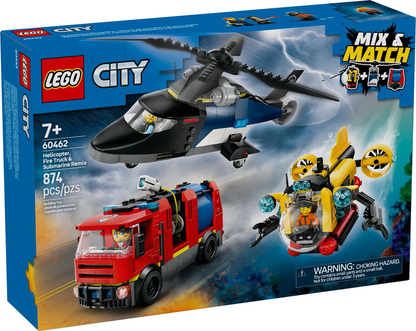 60462 Helicopter, Fire Truck & Submarine Remix (Retired) LEGO City
