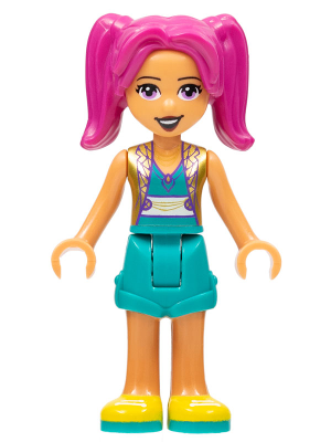 Friends Camila - Dark Turquoise Shorts and Top, Gold Vest, Yellow Shoes (frnd0525)